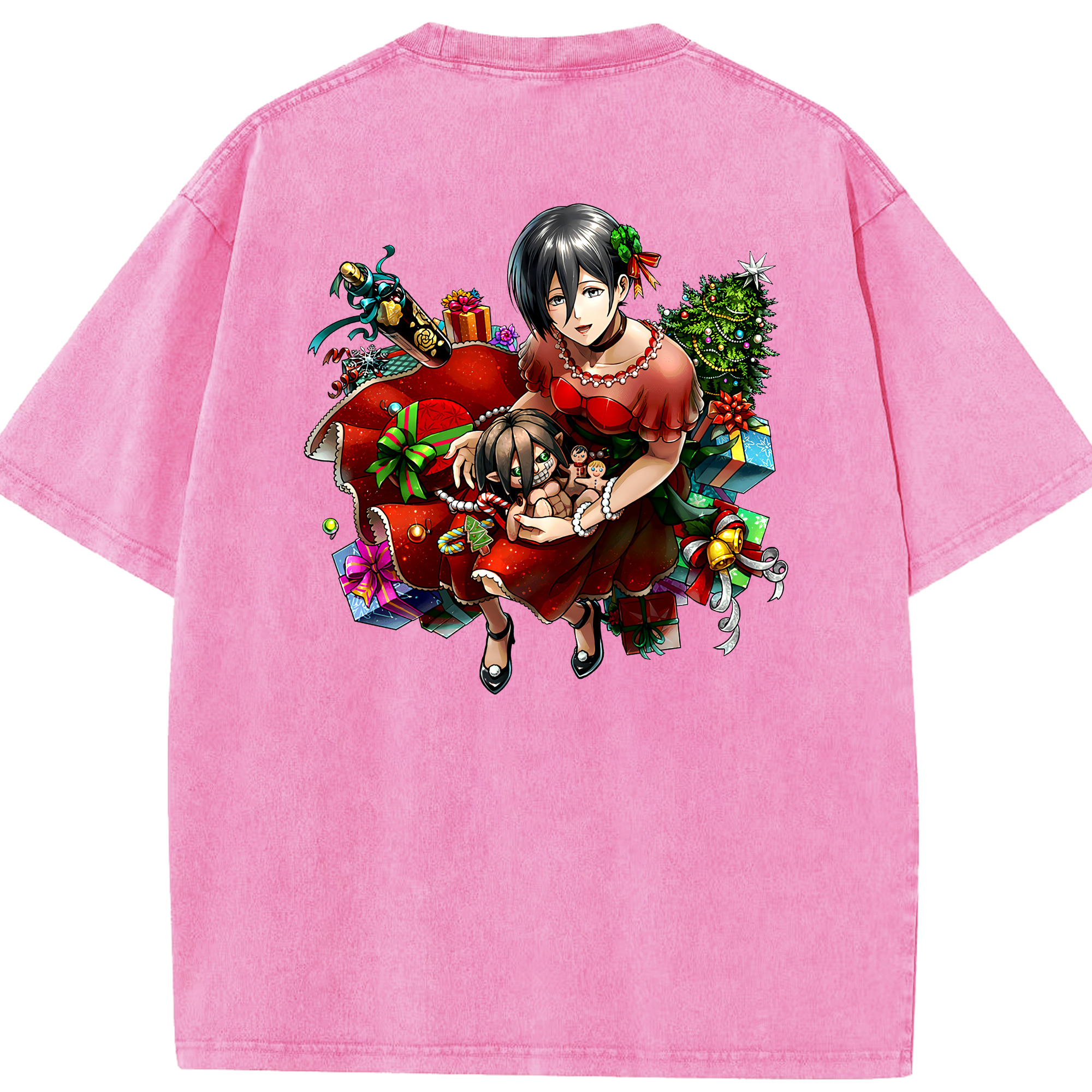 （画像用） 進撃の巨人 ミカサ·アッカーマン Attack on Titan Mikasa Ackerman 綿100% ヴィンテージ風 半袖Tシャツ（背面プリント）